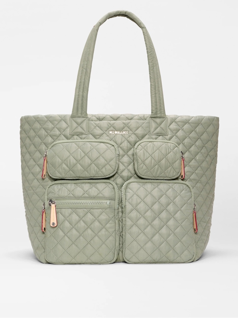 MZ Wallace Sage Quilted Tote with Four Front Pockets
